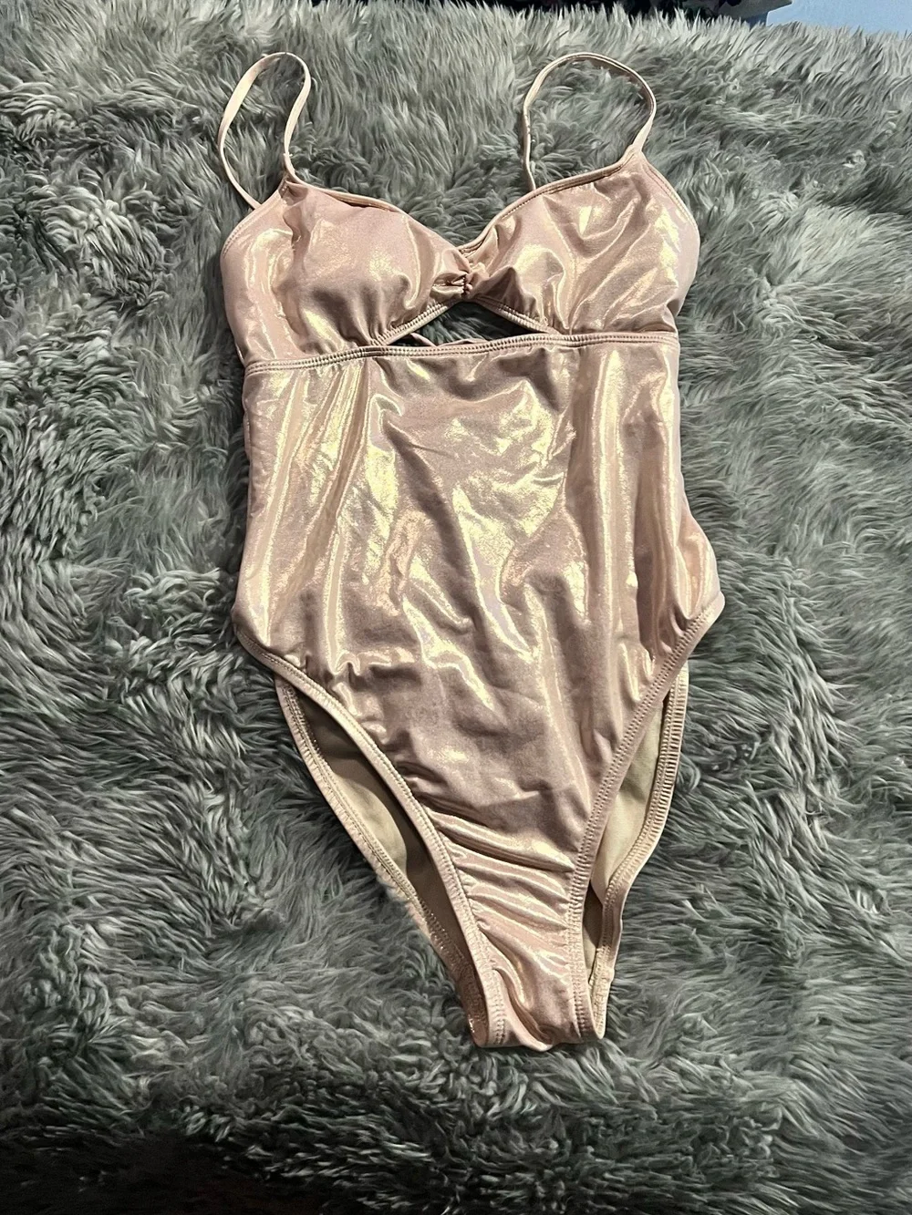 Forever 21 Shimmery Light Pink One-Piece Swimsuit
